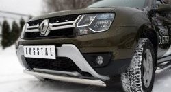 13 799 р. Защита переднего бампера (Ø75х42 мм, нержавейка) SLITKOFF  Renault Duster  HS (2015-2021) рестайлинг  с доставкой в г. Чебоксары. Увеличить фотографию 2