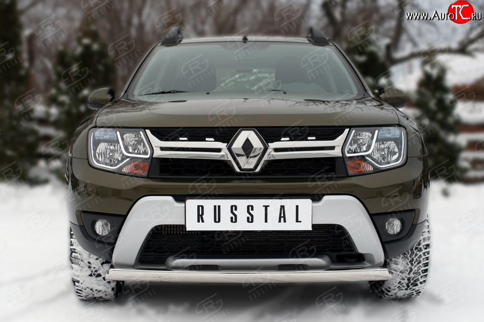 13 799 р. Защита переднего бампера (Ø75х42 мм, нержавейка) SLITKOFF  Renault Duster  HS (2015-2021) рестайлинг  с доставкой в г. Чебоксары