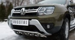18 649 р. Защита переднего бампера (Ø42 мм с зубами, нержавейка) SLITKOFF  Renault Duster  HS (2010-2021) дорестайлинг, рестайлинг  с доставкой в г. Чебоксары. Увеличить фотографию 2