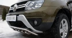 18 649 р. Защита переднего бампера (Ø42 мм с зубами, нержавейка) SLITKOFF  Renault Duster  HS (2010-2021) дорестайлинг, рестайлинг  с доставкой в г. Чебоксары. Увеличить фотографию 3