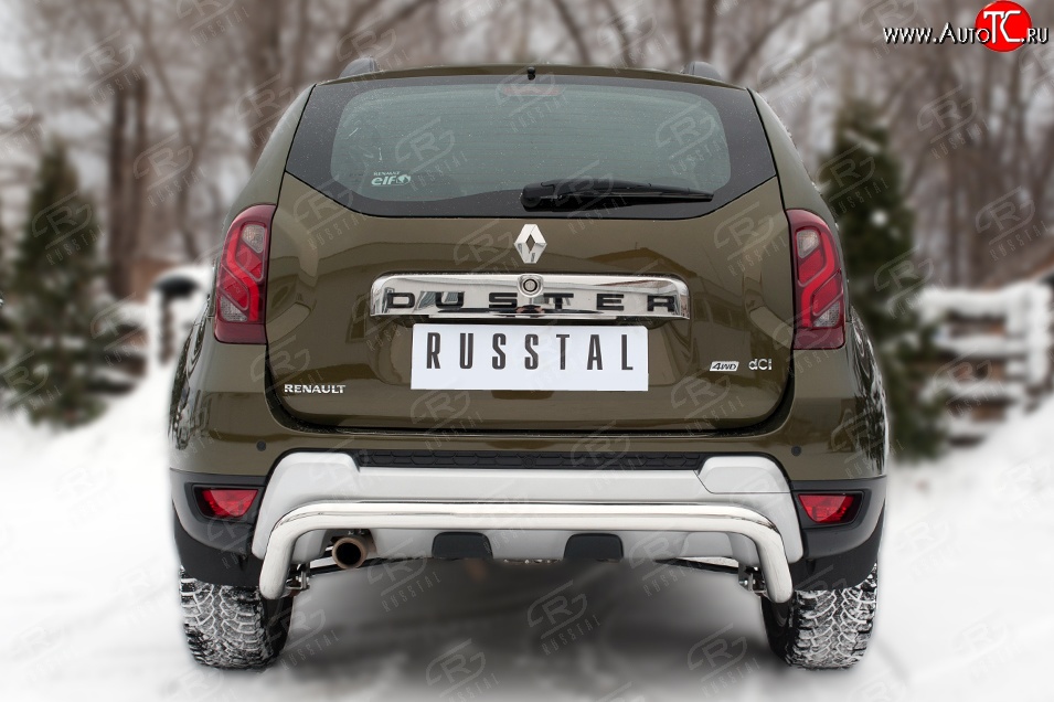 11 549 р. Защита заднего бампера (Ø63 мм волна, нержавейка) SLITKOFF  Renault Duster  HS (2015-2021) рестайлинг  с доставкой в г. Чебоксары