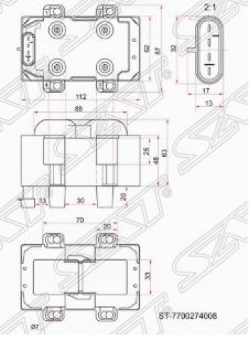 1 559 р. Катушка зажигания (K7J / M) SAT (модуль)  Renault Kangoo  KC - Sandero Stepway  (BS)  с доставкой в г. Чебоксары. Увеличить фотографию 2