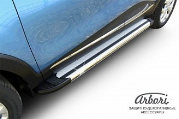 Порожки для ног Arbori Luxe Silver Renault Kaptur (2016-2025) дорестайлинг, рестайлинг