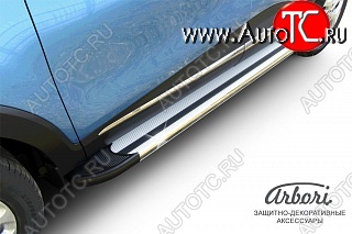 11 789 р. Порожки для ног Arbori Luxe Silver  Renault Kaptur (2016-2025) дорестайлинг, рестайлинг  с доставкой в г. Чебоксары