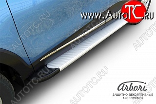 16 249 р. Порожки для ног Arbori Optima Silver  Renault Kaptur (2016-2025) дорестайлинг, рестайлинг  с доставкой в г. Чебоксары