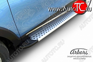 13 499 р. Порожки для ног Arbori Standart Silver  Renault Kaptur (2016-2025) дорестайлинг, рестайлинг  с доставкой в г. Чебоксары