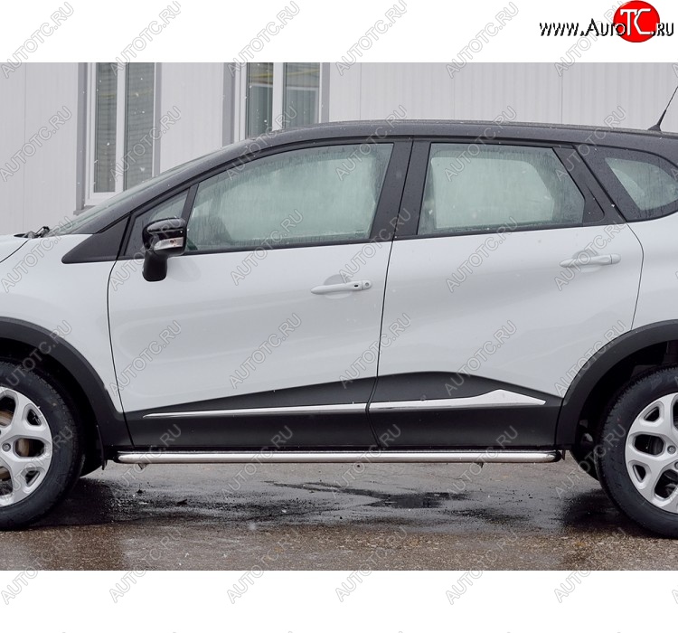 22 999 р. Широкая защита порогов из трубы диаметром 42 мм SLITKOFF v2  Renault Kaptur (2016-2025) дорестайлинг, рестайлинг  с доставкой в г. Чебоксары