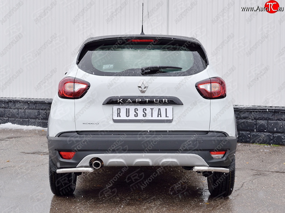 12 699 р. Защита заднего бампера (Ø42 мм уголки, нержавейка) SLITKOFF Renault Kaptur дорестайлинг (2016-2020)  с доставкой в г. Чебоксары