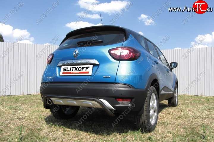6 999 р. Защита задняя Slitkoff Renault Kaptur дорестайлинг (2016-2020) (Цвет: серебристый)  с доставкой в г. Чебоксары
