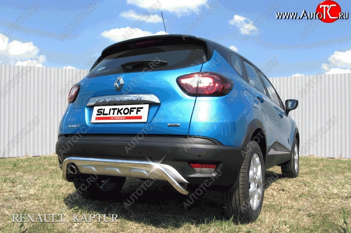 9 999 р. Защита заднего бампера диаметром 42 мм с изгибом Slitkoff Renault Kaptur дорестайлинг (2016-2020) (Для автомобиля 2WD)  с доставкой в г. Чебоксары