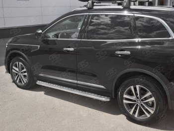 Пороги SLITKOFF d42 с листом Renault Koleos  2 (2016-2025) (лист алюминий, труба сталь)