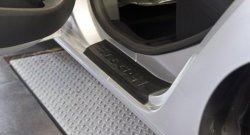 1 859 р. Накладки на порожки автомобиля RA  Renault Logan  2 (2014-2025) дорестайлинг, рестайлинг (Комплект (4 шт.))  с доставкой в г. Чебоксары. Увеличить фотографию 2