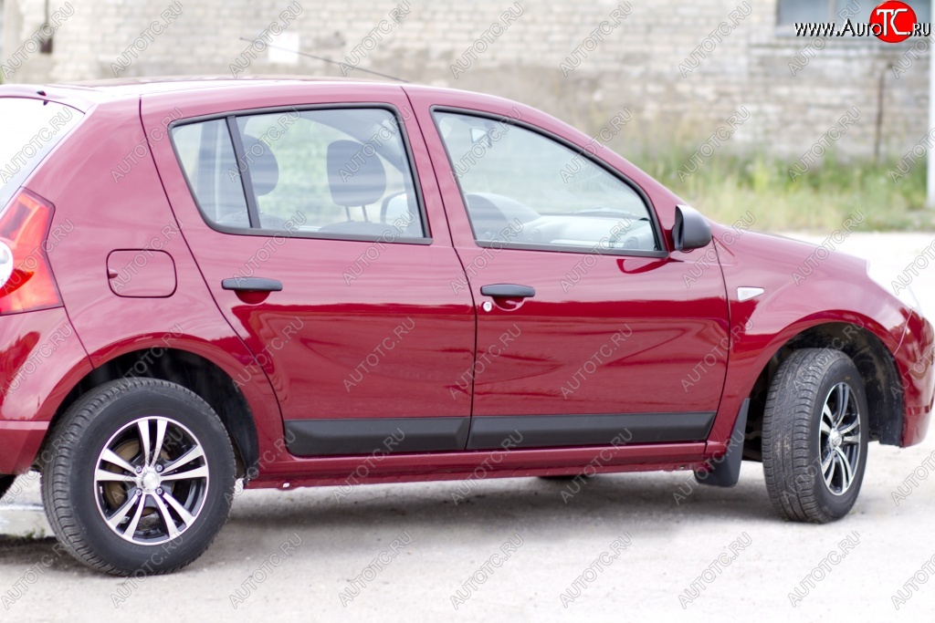 3 929 р. Молдинги дверей RA (Stepway, широкие, комплект) Renault Sandero Stepway (BS) (2010-2014) (Поверхность шагрень)  с доставкой в г. Чебоксары