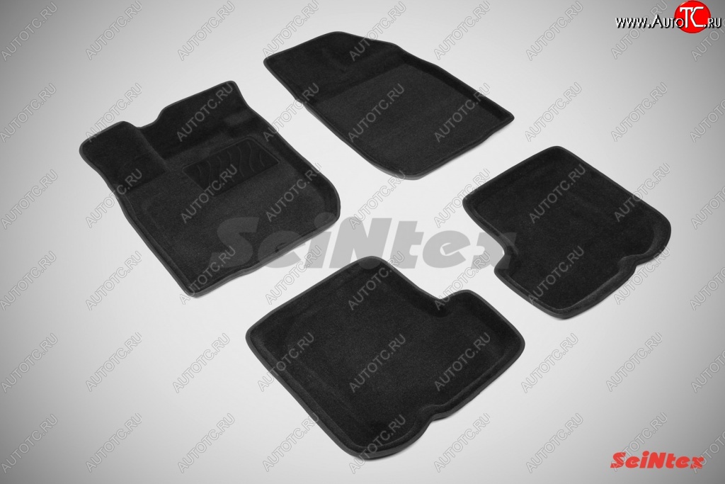 4 999 р. Износостойкие коврики в салон SeiNtex Premium 3D 4 шт. (ворсовые, черные) Renault Sandero (BS) (2009-2014)  с доставкой в г. Чебоксары