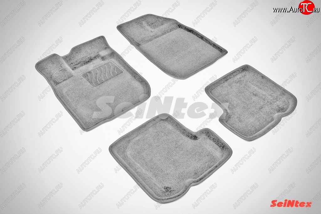 6 699 р. Износостойкие коврики в салон SeiNtex Premium 3D 4 шт. (ворсовые, серые) Renault Sandero (BS) (2009-2014)  с доставкой в г. Чебоксары