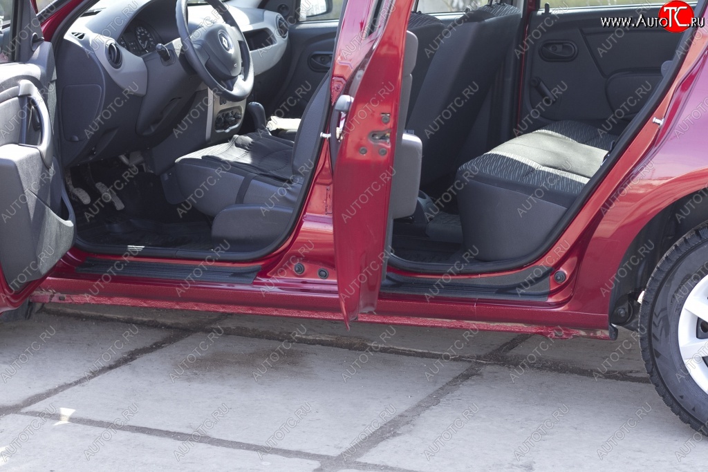 2 119 р. Накладки порожков салона RA Renault Sandero (BS) (2009-2014) (Комплект (передние+задние))  с доставкой в г. Чебоксары