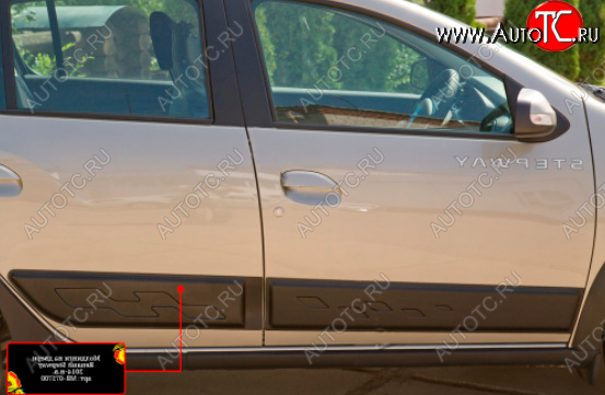 1 219 р. Молдинг двери RA (задний правый)  Renault Sandero  (B8) - Sandero Stepway  (B8) (Поверхность шагрень)  с доставкой в г. Чебоксары
