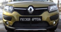 2 429 р. Защитная сетка решетки переднего бампера РА  Renault Sandero Stepway  (B8) (2014-2018) дорестайлинг  с доставкой в г. Чебоксары. Увеличить фотографию 3