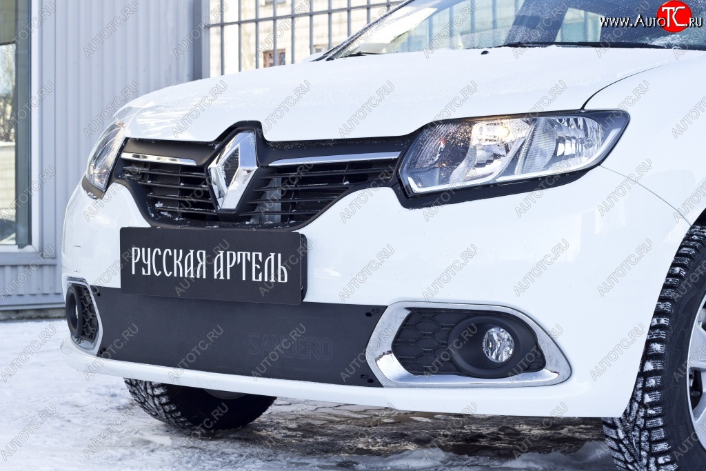 1 379 р. Зимняя заглушка решетки переднего бампера РА  Renault Sandero  (B8) (2014-2018) дорестайлинг  с доставкой в г. Чебоксары