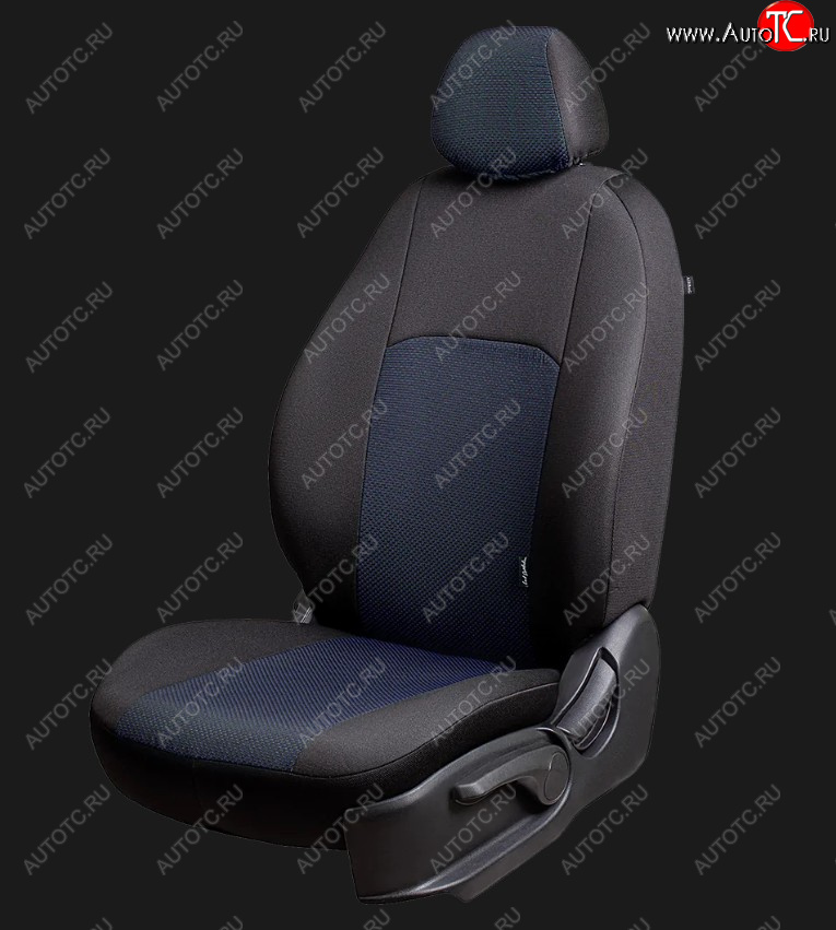 7 849 р. Чехлы сидений Lord Autofashion Дублин (жаккард, 60/40, раздельная спинка и сиденья, 3Г-образ. подголовника) Vortex Tingo рестайлинг (2012-2014) (Чёрный, Ёж синий)  с доставкой в г. Чебоксары