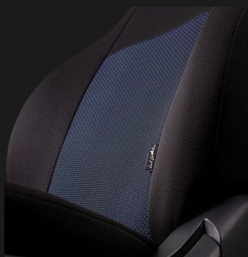 5 399 р. Чехлы сидений Lord Autofashion Дублин (жаккард, 60/40, раздельное заднее сиденье, 3Г-образ. подголовника) Chevrolet Aveo T300 хэтчбек (2011-2015) (Чёрный, Ёж синий)  с доставкой в г. Чебоксары. Увеличить фотографию 2