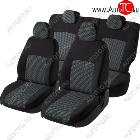 5 399 р. Чехлы сидений Lord Autofashion Дублин (жаккард, 60/40, раздельное заднее сиденье и спинка, 2Г-образ. подголовника) Ford Focus 2 универсал рестайлинг (2007-2011) (Чёрный, зигзаг)  с доставкой в г. Чебоксары