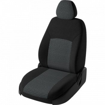5 399 р. Чехлы сидений Lord Autofashion Дублин (жаккард, 60/40, раздельное заднее сиденье и спинка, 2Г-образ. подголовника) Ford Focus 2 универсал рестайлинг (2007-2011) (Чёрный, зигзаг)  с доставкой в г. Чебоксары. Увеличить фотографию 2