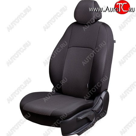 5 399 р. Чехлы сидений Lord Autofashion Дублин (жаккард, 60/40, раздельное заднее сиденье и спинка, 2Г-образ. подголовника) Ford Fusion 1 хэтчбэк дорестайлинг (2002-2005) (Чёрный, стежок серый)  с доставкой в г. Чебоксары