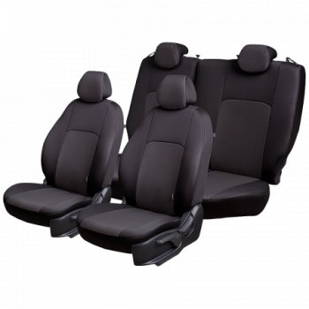 5 399 р. Чехлы сидений Lord Autofashion Дублин (жаккард, 60/40, раздельное заднее сиденье и спинка, 2Г-образ. подголовника) Ford Fusion 1 хэтчбэк дорестайлинг (2002-2005) (Чёрный, стежок серый)  с доставкой в г. Чебоксары. Увеличить фотографию 3