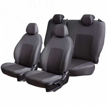 5 399 р. Чехлы сидений Lord Autofashion Дублин (жаккард, 60/40, раздельная спинка, 2Г-образ. подголовника) Hyundai Solaris RBr седан дорестайлинг (2010-2014) (Серый, стежок серый)  с доставкой в г. Чебоксары. Увеличить фотографию 3
