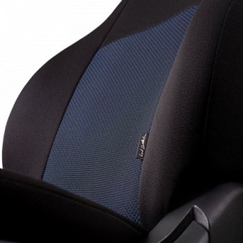 5 399 р. Чехлы сидений Lord Autofashion Дублин (жаккард, цельная задняя спинка, 2П-образ. подголовника) Hyundai Solaris HCR седан дорестайлинг (2017-2020) (Чёрный, Ёж синий)  с доставкой в г. Чебоксары. Увеличить фотографию 2