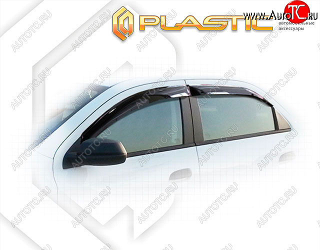 2 199 р. Ветровики дверей CA-Plastic Chevrolet Cobalt седан 1-ый рестайлинг (2016-2019) (Classic полупрозрачный, Без хром. молдинга)  с доставкой в г. Чебоксары
