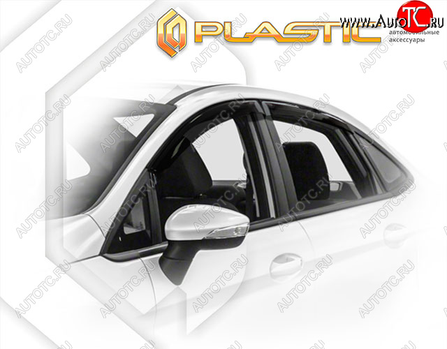 2 079 р. Ветровики дверей CA-Plastic Ford Fiesta 6 седан рестайлинг (2012-2019) (Classic полупрозрачный, Без хром. молдинга)  с доставкой в г. Чебоксары