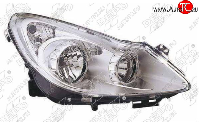 13 599 р. Правая фара (хром) DEPO Opel Corsa D дорестайлинг, хэтчбэк 3 дв. (2006-2010)  с доставкой в г. Чебоксары