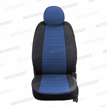 13 849 р. Чехлы сидений (экокожа, сплош. сп./с вырезом под подл.) Автопилот Audi A4 B7 седан (2004-2008) (черный/синий)  с доставкой в г. Чебоксары. Увеличить фотографию 4