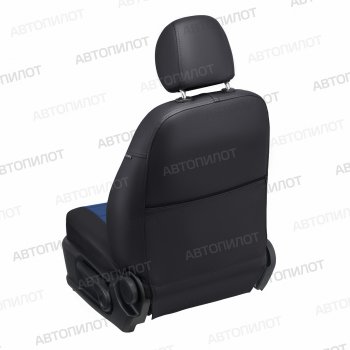 13 849 р. Чехлы сидений (экокожа, сплош. сп./с вырезом под подл.) Автопилот Audi A4 B7 седан (2004-2008) (черный/синий)  с доставкой в г. Чебоксары. Увеличить фотографию 2