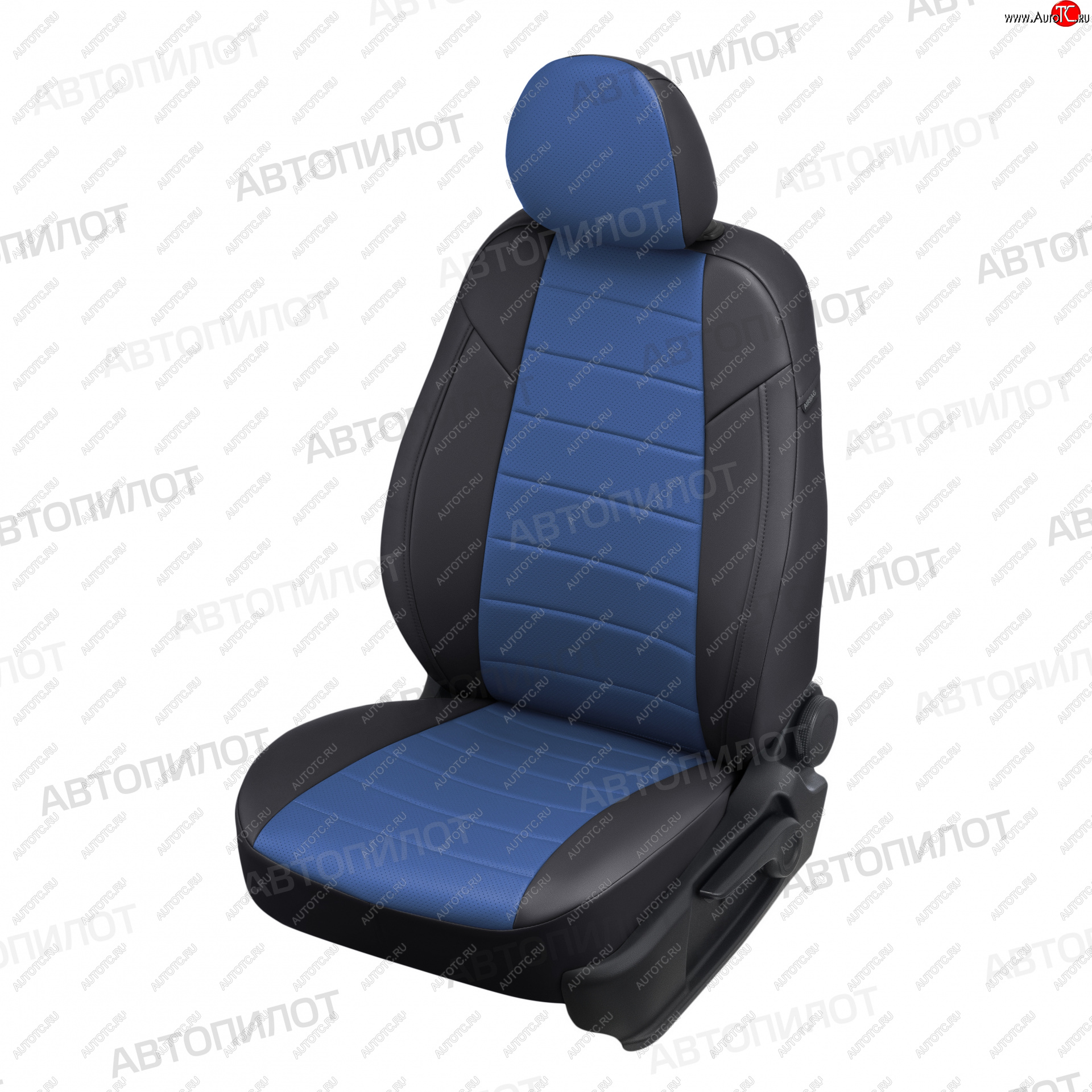 13 849 р. Чехлы сидений (экокожа, сплош. сп./с вырезом под подл.) Автопилот Audi A4 B7 седан (2004-2008) (черный/синий)  с доставкой в г. Чебоксары