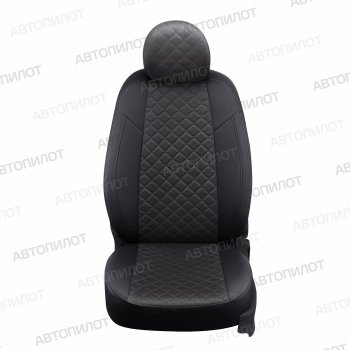 14 249 р. Чехлы сидений (экокожа/алькантара, 40/60+вырез под подлокотник+надкрыльники) Автопилот Ромб Audi A4 B7 седан (2004-2008) (черный/темно-серый)  с доставкой в г. Чебоксары. Увеличить фотографию 4