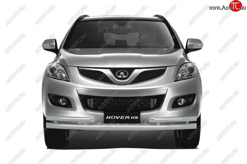 5 999 р. Защита переднего бампера (с углами, Ø63 и 51) Petroil Tuning  Great Wall Hover H3 (2010-2014)  дорестайлинг (окрашенный в цвет серебристый (Искра))  с доставкой в г. Чебоксары