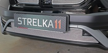 Защитная сетка радиатора в бампер (ячейка 4х10 мм, низ, под парктроник) Стрелка11 Премиум Honda CR-V RW,RT рестайлинг (2019-2022) (хром)