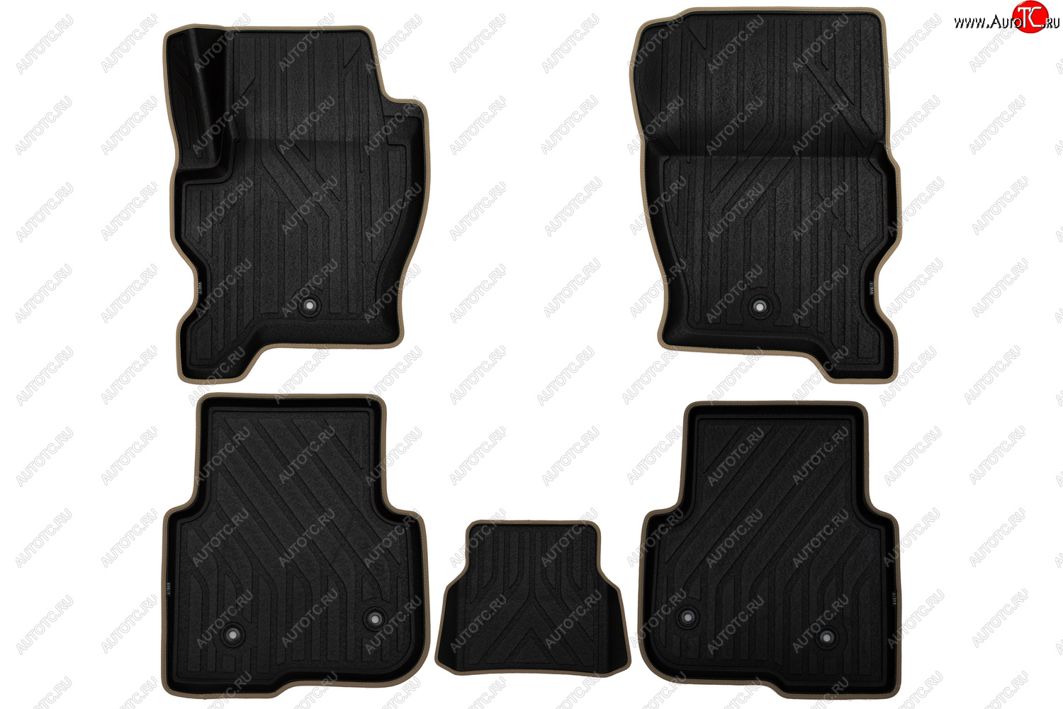 5 999 р. Коврики салона (Polystar) KVEST 3D Land Rover Discovery 4 L319 (2009-2016) (Чёрные с бежевым)  с доставкой в г. Чебоксары