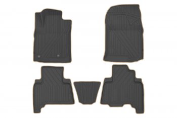 Комплект ковриков в салон Kvest 3D (полистар, основа - чёрная, кант - бежевый) Toyota Land Cruiser Prado  J150 (2013-2025) 1-ый рестайлинг, 2-ой рестайлинг, 3-ий рестайлинг