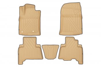 Комплект ковриков в салон Kvest 3D (полистар, основа - бежевая, кант - серый) Toyota Land Cruiser Prado  J150 (2013-2020) 1-ый рестайлинг, 2-ой рестайлинг