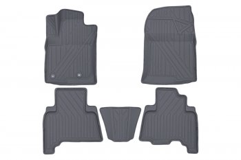 Комплект ковриков в салон Kvest 3D (полистар, основа - серая, кант - серый) Toyota Land Cruiser Prado  J150 (2013-2025) 1-ый рестайлинг, 2-ой рестайлинг, 3-ий рестайлинг