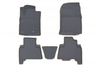 Комплект ковриков в салон Kvest 3D (полистар, основа - серая, кант - бежевый) Toyota Land Cruiser Prado  J150 (2013-2025) 1-ый рестайлинг, 2-ой рестайлинг, 3-ий рестайлинг
