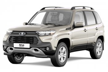5 699 р. Защита переднего бампера (волна, Ø63) Petroil Tuning  Лада Нива Трэвел (2021-2025) (212300-80) (сталь в цвет черный (Шагрень))  с доставкой в г. Чебоксары. Увеличить фотографию 2