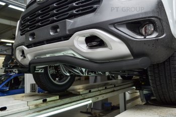 5 699 р. Защита переднего бампера (волна, Ø63) Petroil Tuning  Лада Нива Трэвел (2021-2025) (212300-80) (сталь в цвет черный (Шагрень))  с доставкой в г. Чебоксары. Увеличить фотографию 4