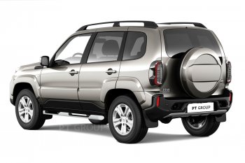 9 349 р. Защита порогов (с накладками, Ø63 мм) Petroil Tuning Лада Нива Трэвел (212300-80) (2021-2025) (окраска в серебристый (Искра))  с доставкой в г. Чебоксары. Увеличить фотографию 2