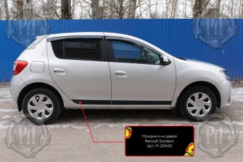 Комплект молдингов на двери (4 шт, узкие) Русская Артель Renault Sandero  (B8) (2014-2018) дорестайлинг