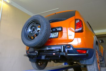 78 329 р. Бампер силовой задний РИФ  Renault Duster  HS (2015-2021) рестайлинг (С квадратом под фаркоп, калиткой и подсветкой номера)  с доставкой в г. Чебоксары. Увеличить фотографию 3